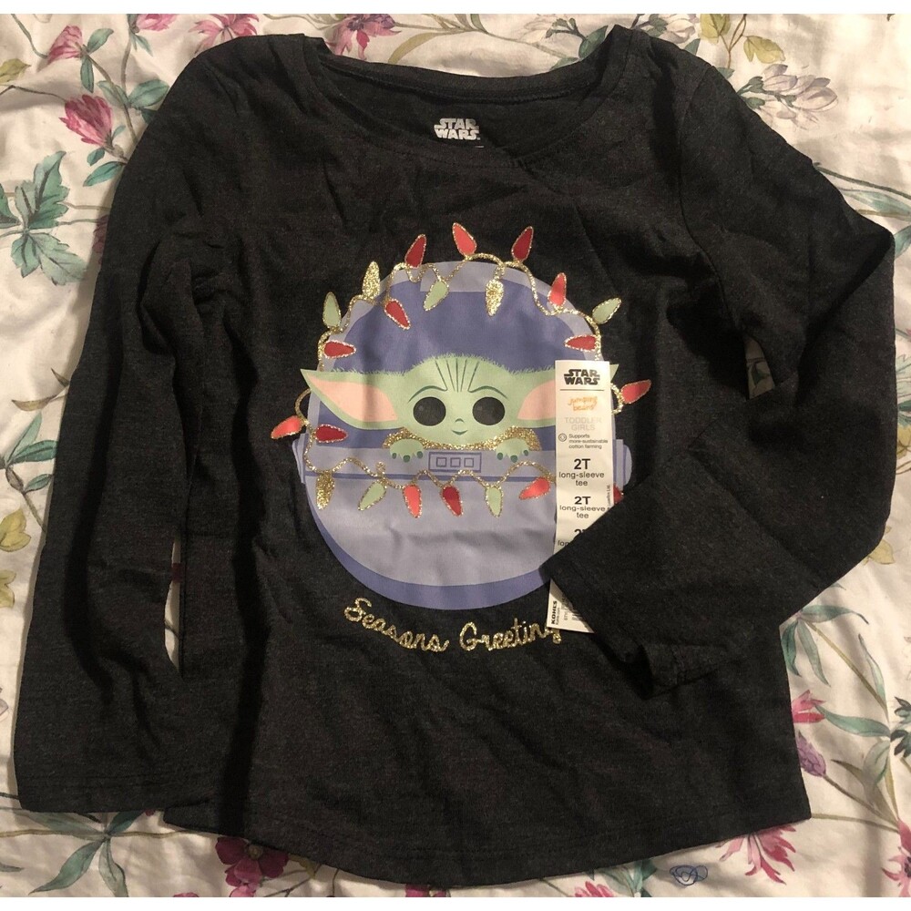 Girls Star Wars The Child with Christmas Lights T-Shirt Size 2T NWT B3